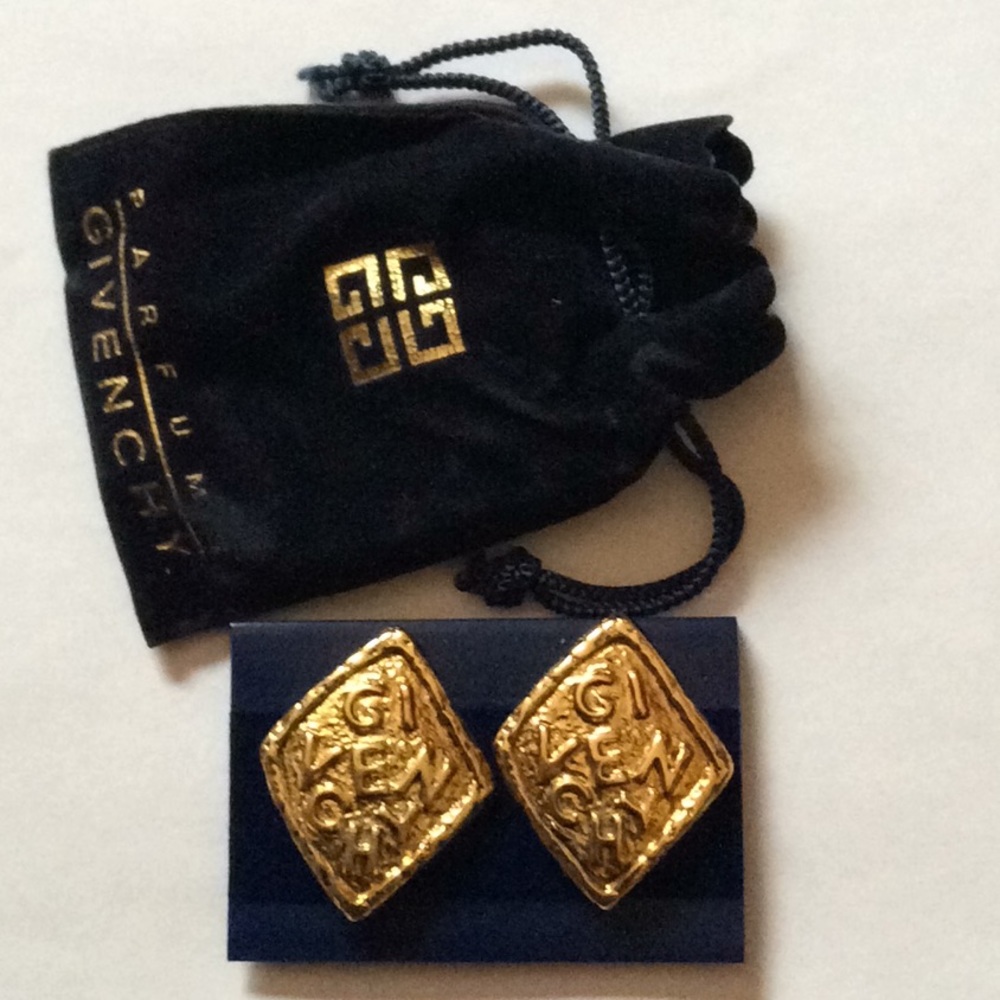 Vintage Givenchy Clip on Earrings Gold Tone 1980s